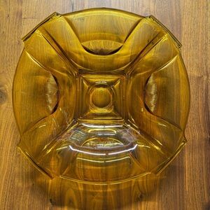 Vintage Walther Sohne German amber art glass bowl / platter